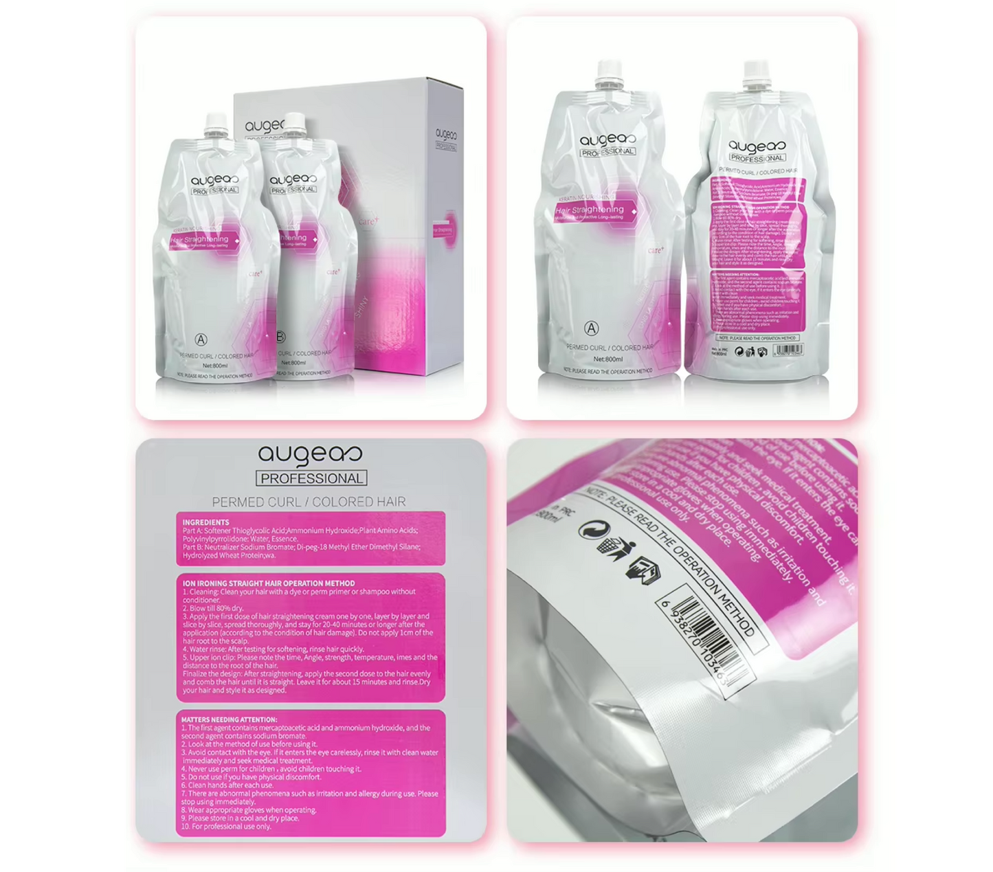 Augeas Hair Straightening Cream Keratin Rebonding 800ml