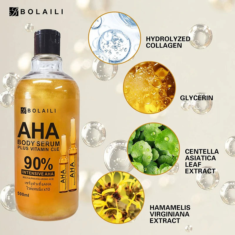 Bolaili 24K Gold AHA Body Serum Vitamin C & E 90% Intensive AHA 500ml