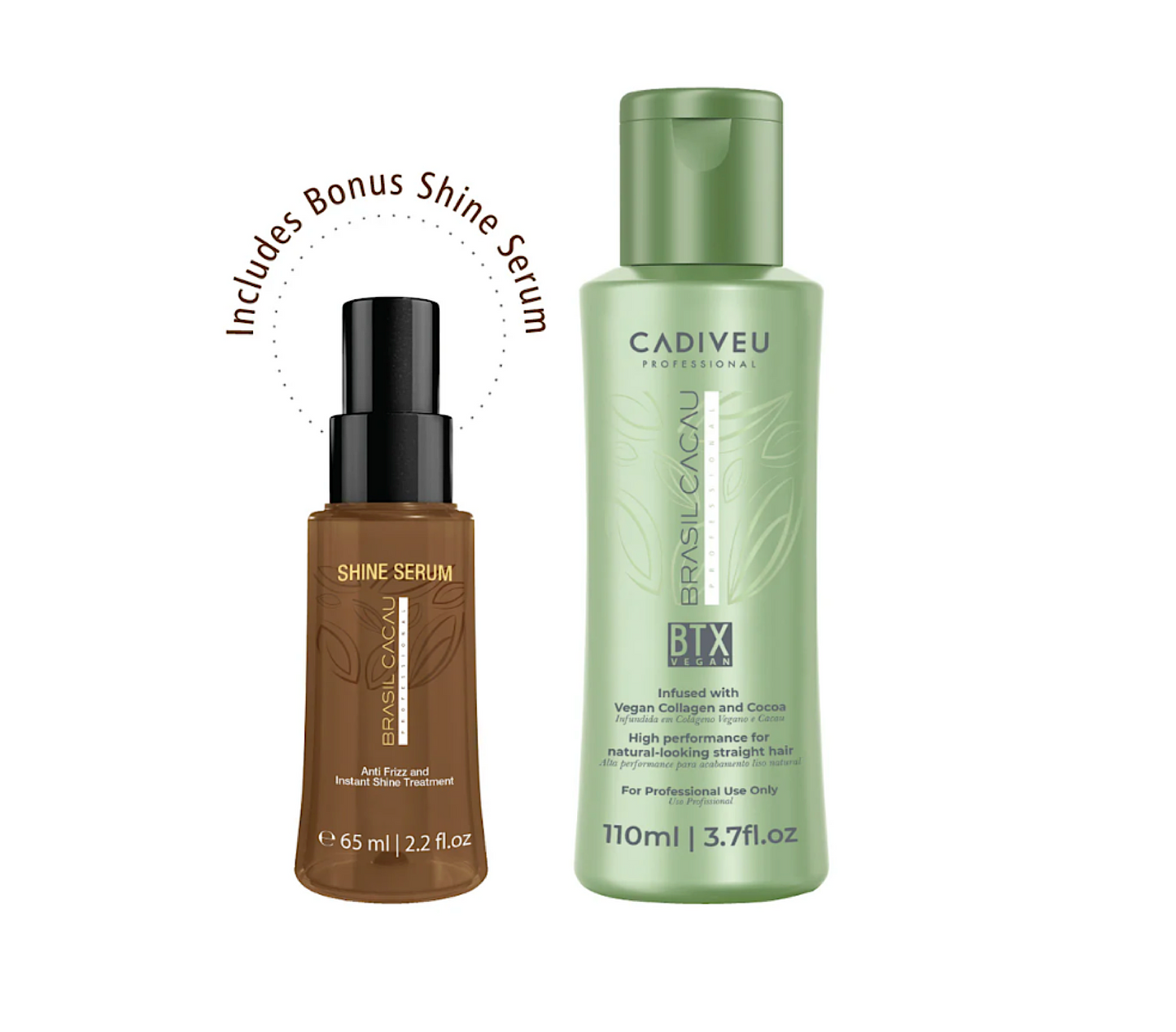 Brasil Cacau BTX Vegan Smoothing Treatment 110ml + Shine Serum 65ml Kit