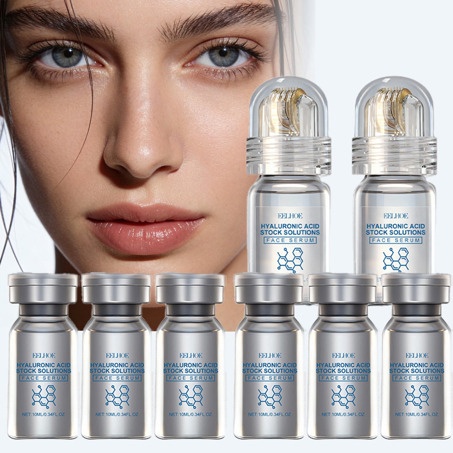 Eelhoe Titanium Hydra Roller Microneedling and Hyaluronic Acid Stock Solution Set