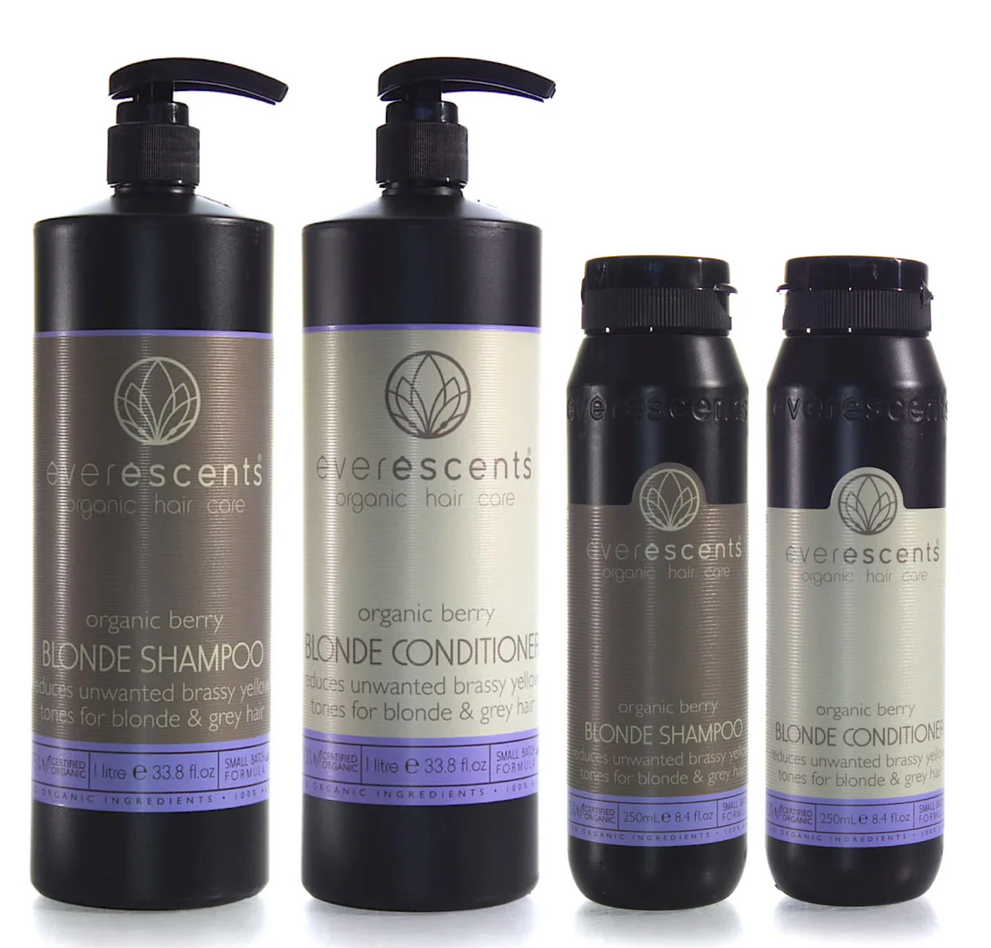 Everescents Organic Blonde Shampoo and Conditioner 1000ml + Duo (4pc)