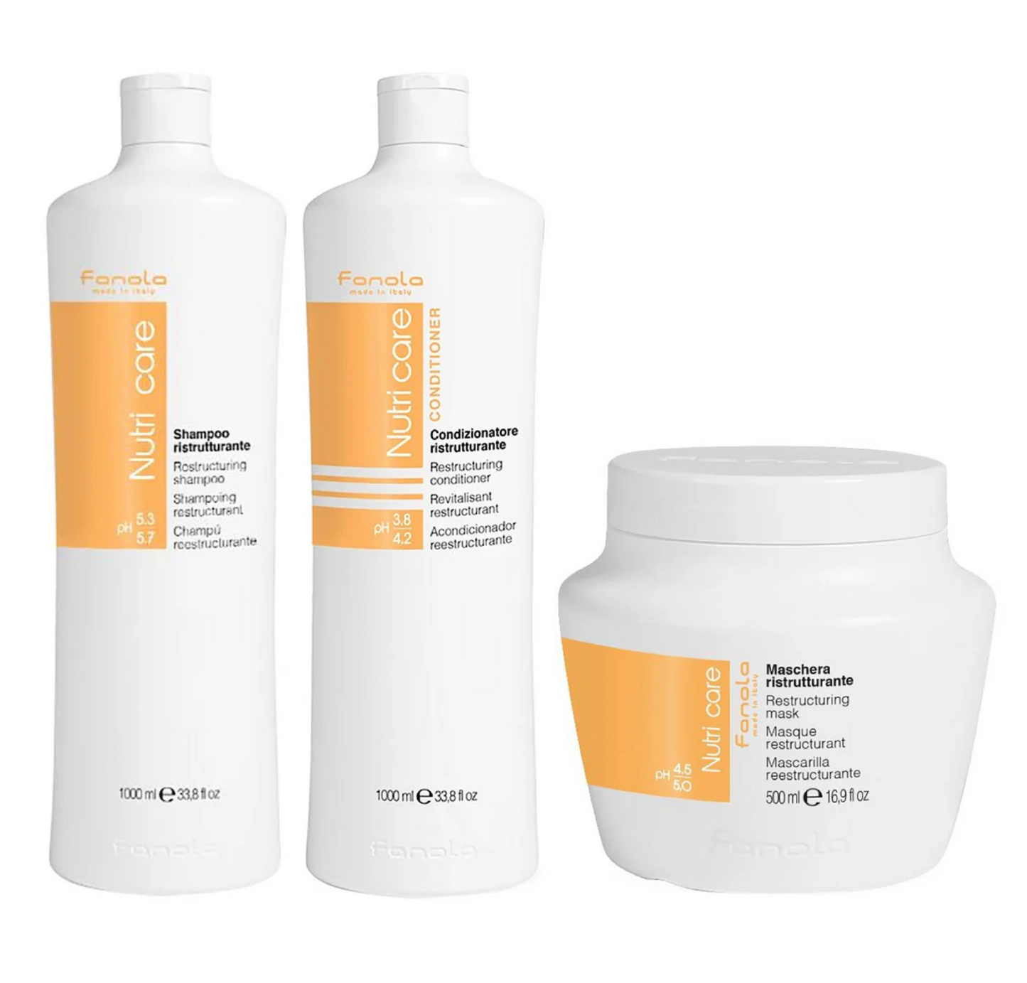 Fanola Nutricare Nourishing Restructuring Shampoo & Conditioner 1000ml + Mask 500ml (3pc)
