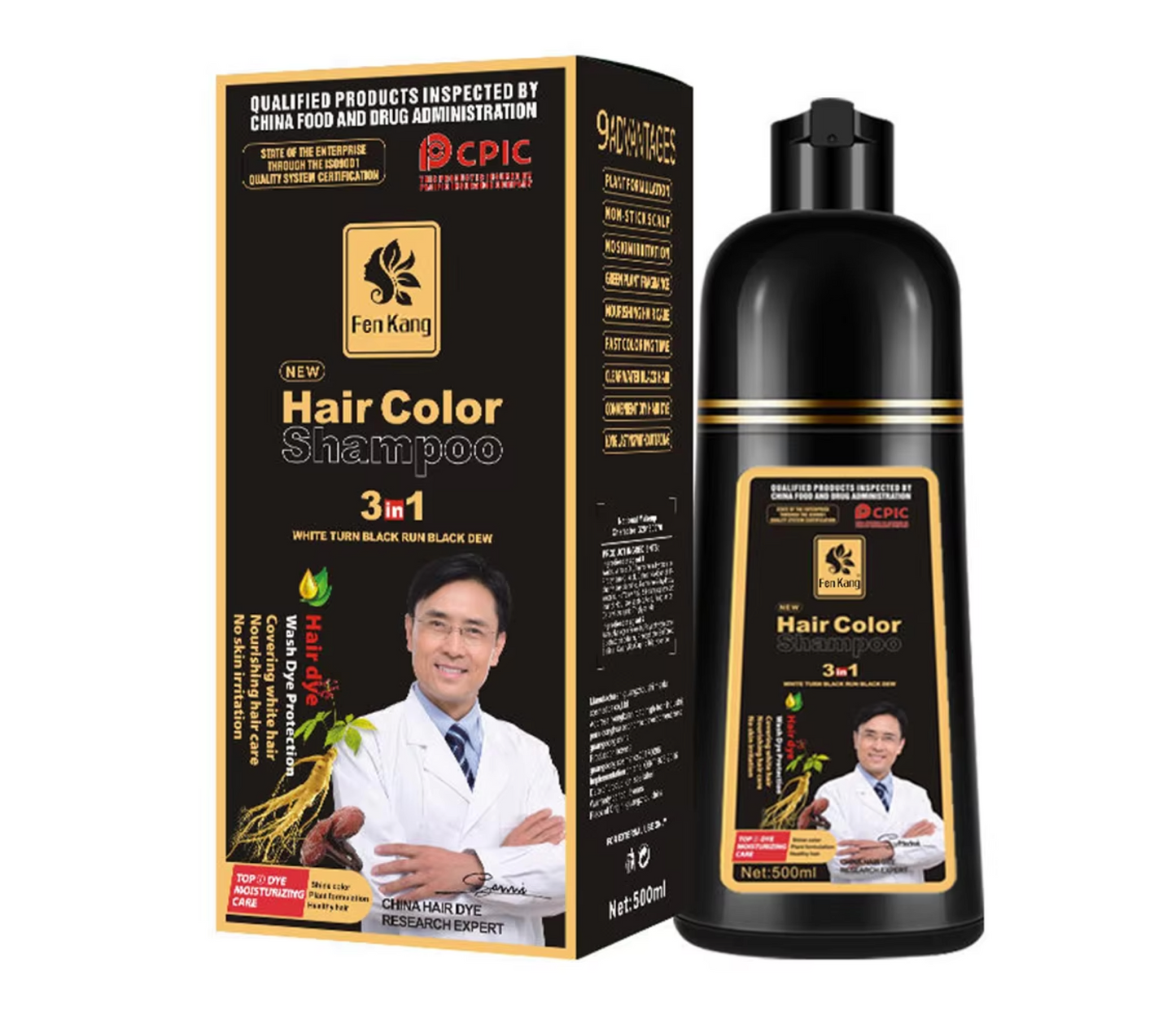 Fenkang Hair Color 3 In 1 Shampoo 500ml