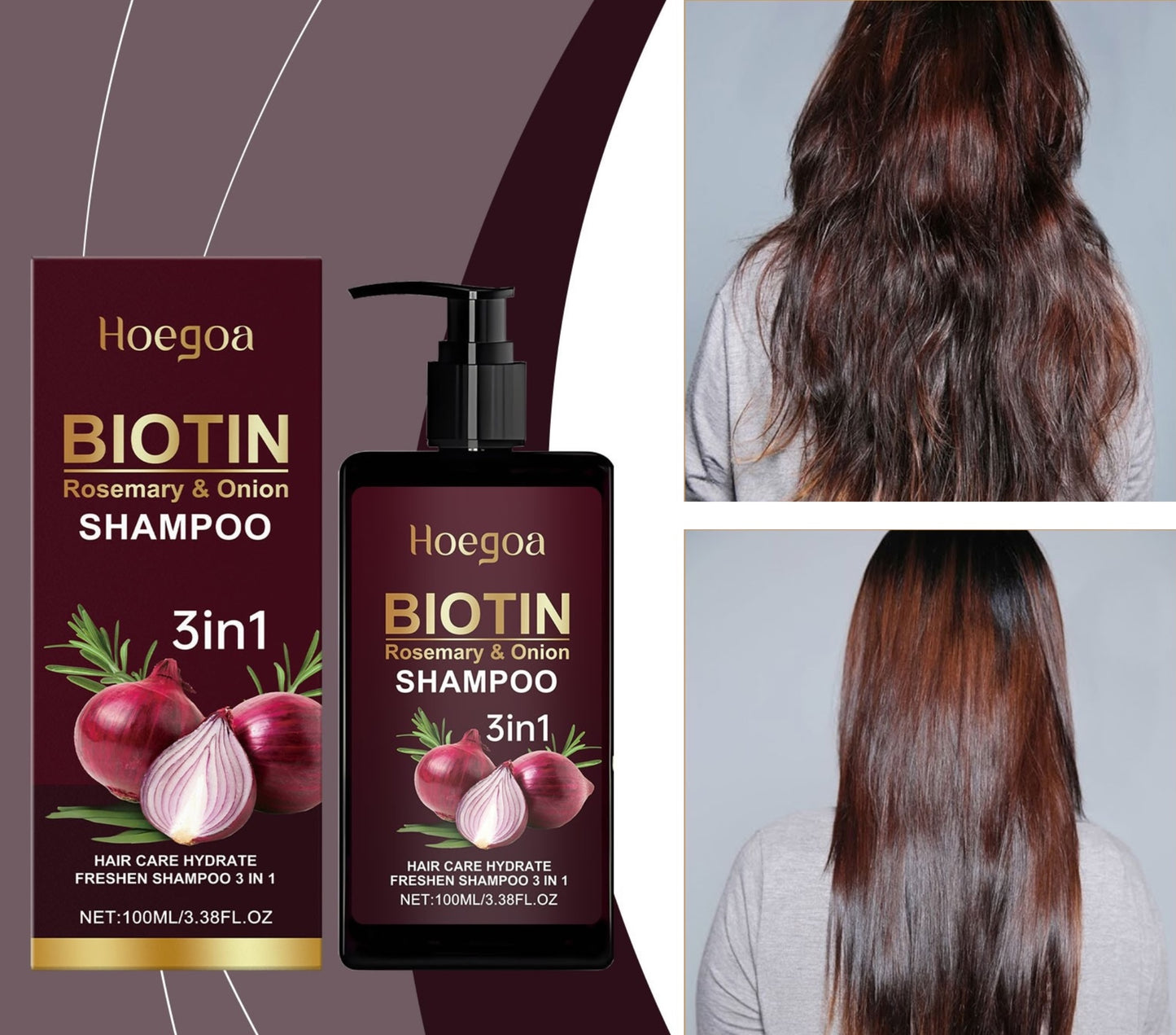Hoegoa 3 In 1 Biotin Rosemary and Onion Shampoo 100g
