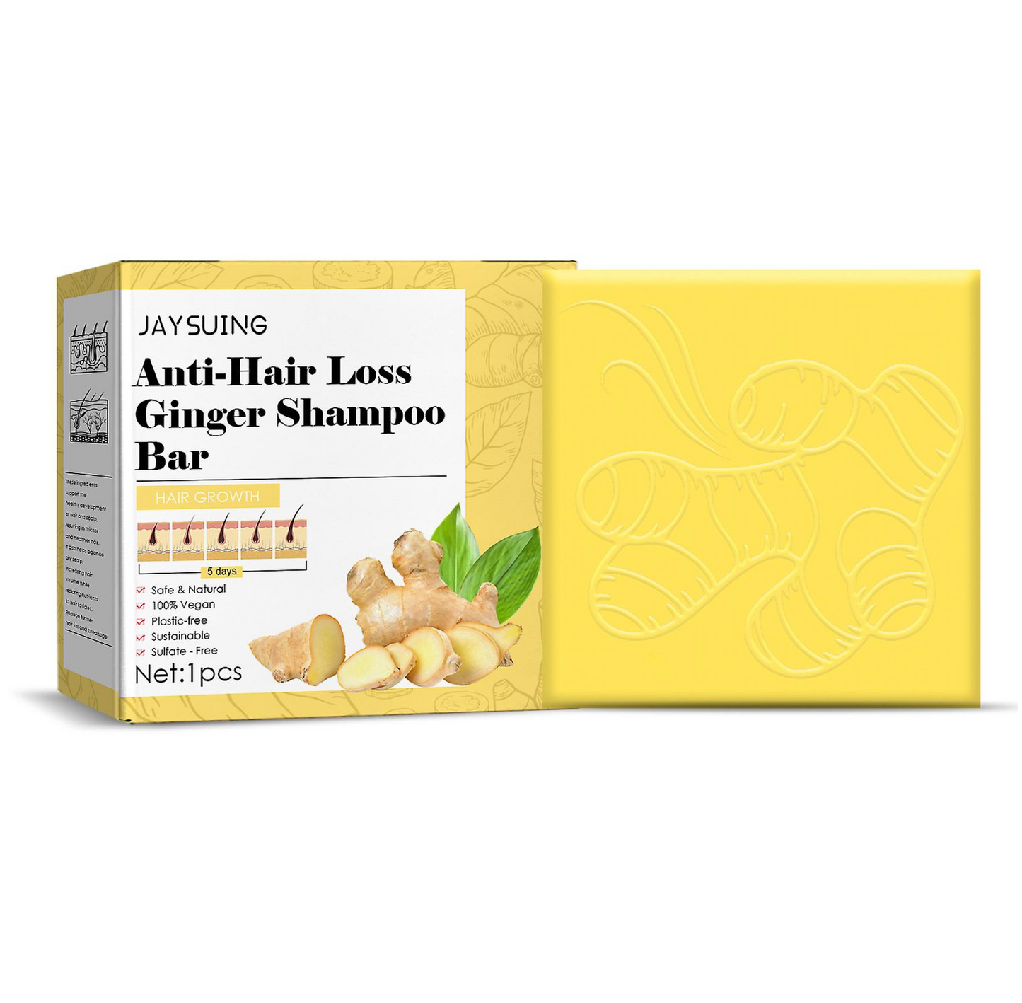 Jaysuing Anti Hair Loss 5 Days Ginger Shampoo Bar 65g