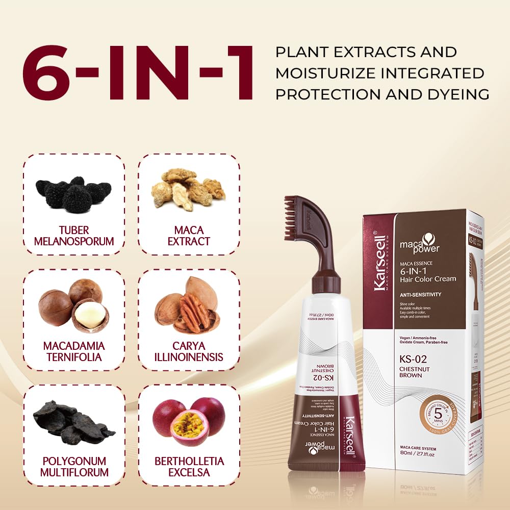 Karseell Maca Power 6 In 1 Hair Color Cream 80ml