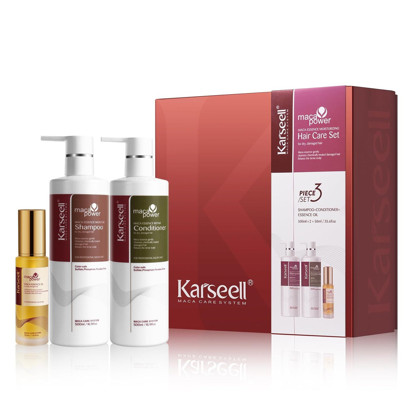 Karseell Maca Power Essence Moisture Shampoo and Conditioner 500ml + Serum (3pc)