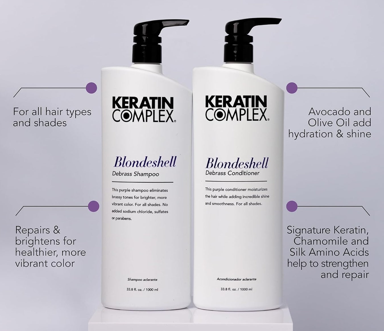 Keratin Complex Blondeshell Debrass Shampoo and Conditioner 1000ml