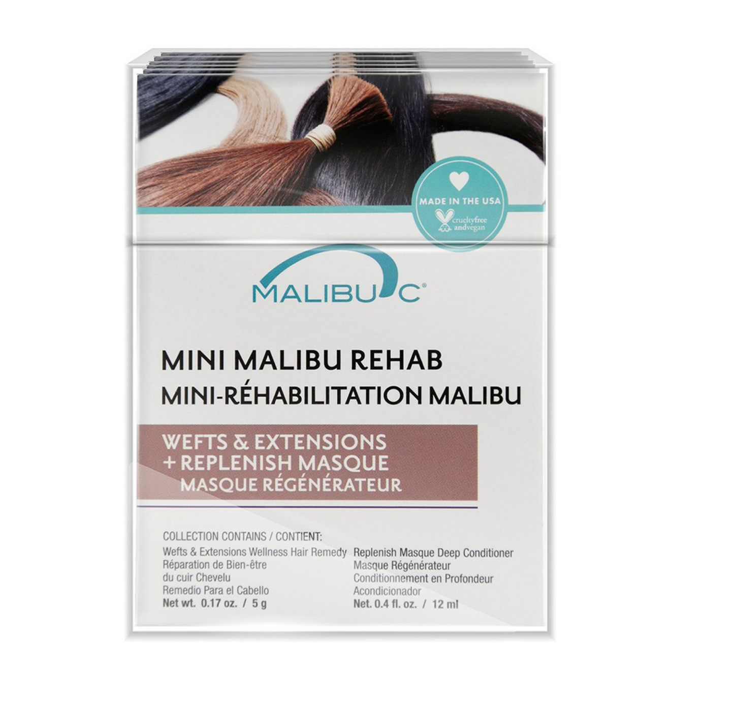 Malibu C Mini Malibu Rehab Wefts and Extensions Replenish Masque Treatment (12pc)