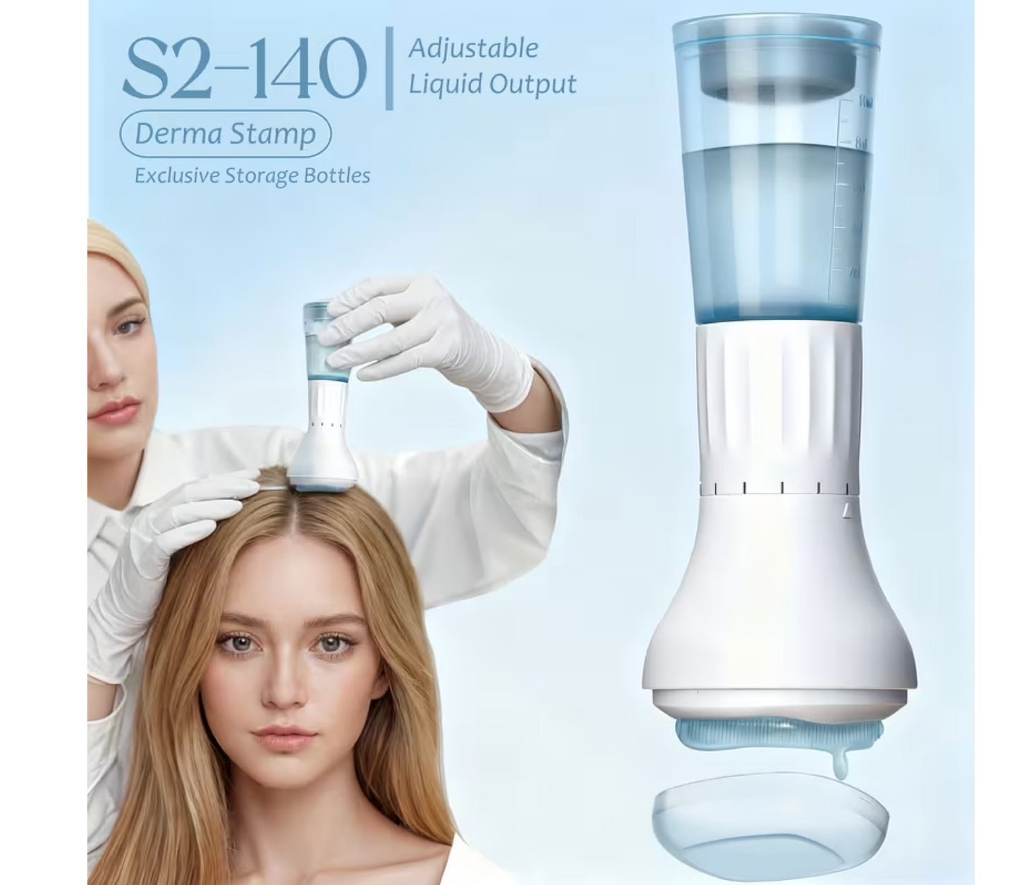 Microneedling Derma Stamp 140 Adjustable Titanium Needles With Liquid Storage