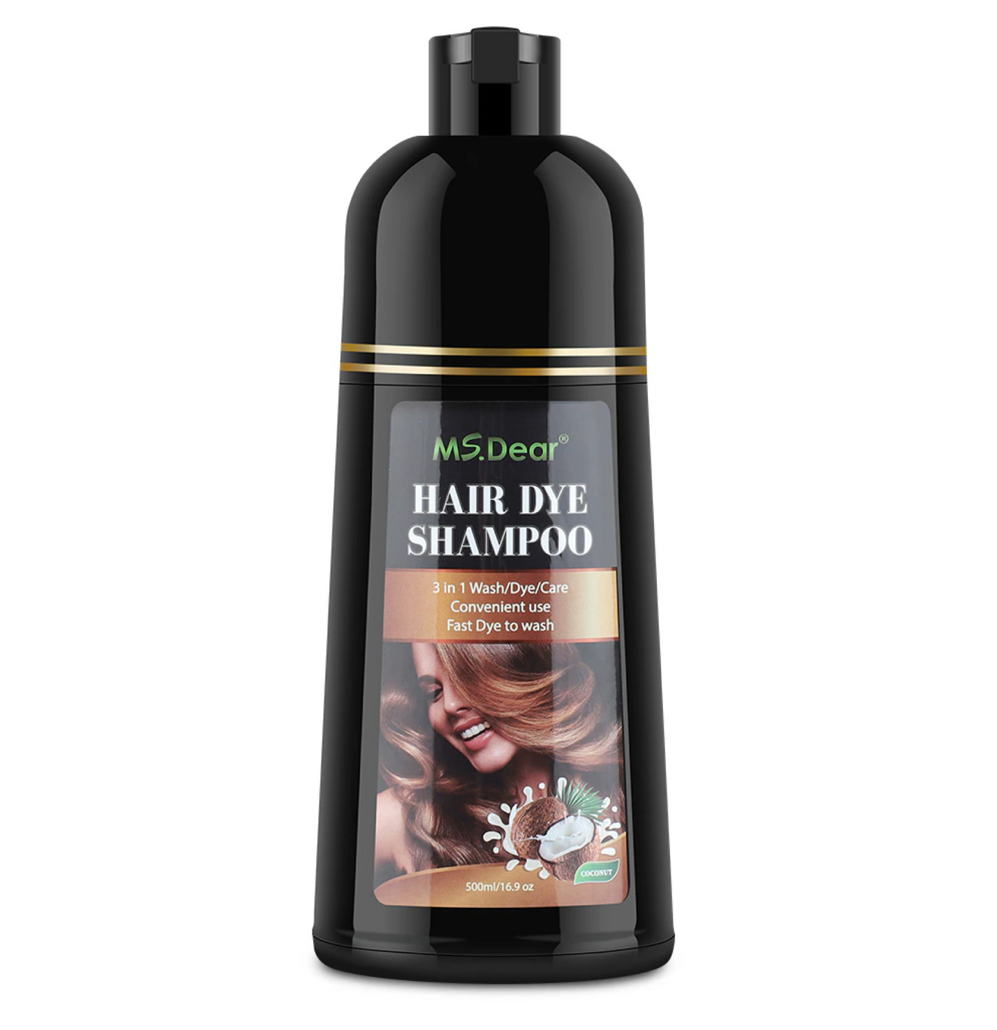Ms Dear Hair Dye 3 In 1 Grey Coverage Coffee Shampoo 500ml
