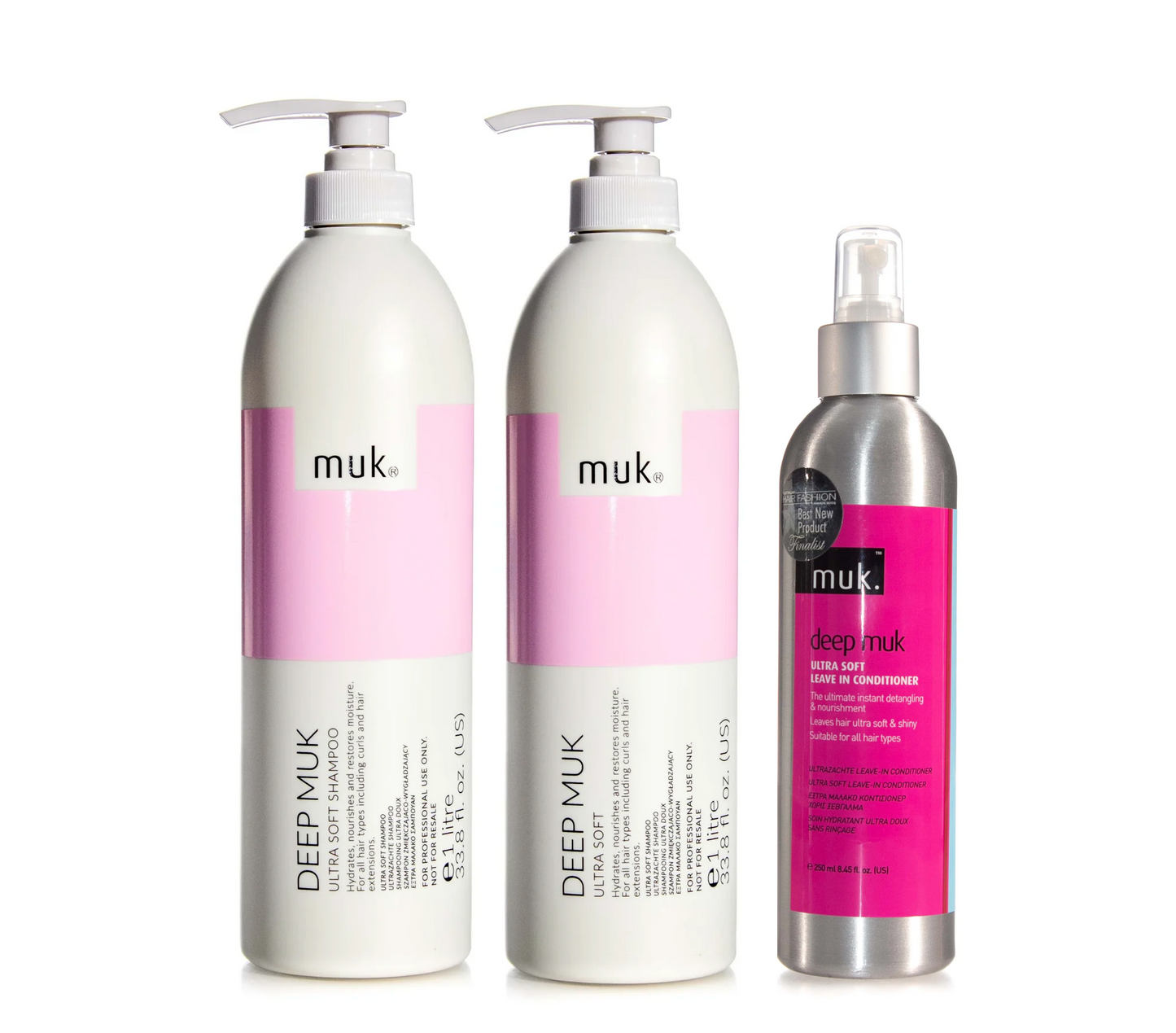 Muk Deep Ultra Soft Shampoo and Conditioner 1000ml + Leave In Conditioner 250ml