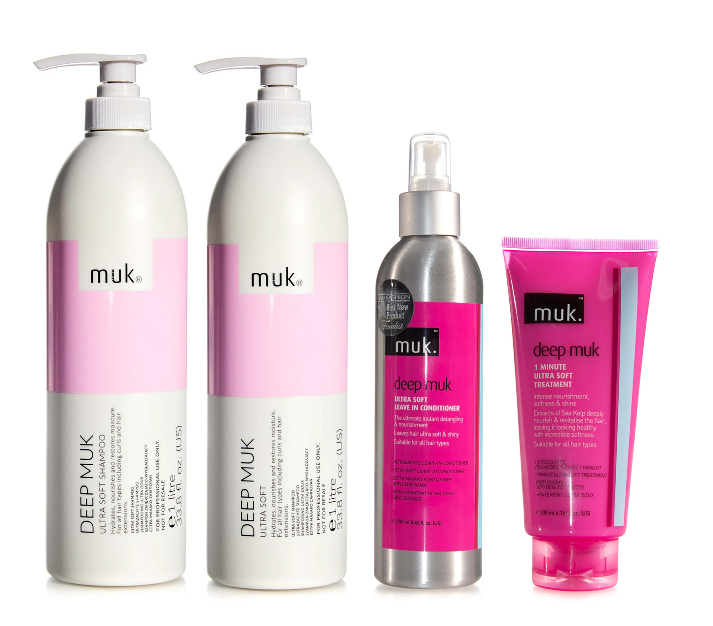 Muk Deep Ultra Soft Shampoo & Conditioner 1L + Leave In Conditioner + Treatment Pack