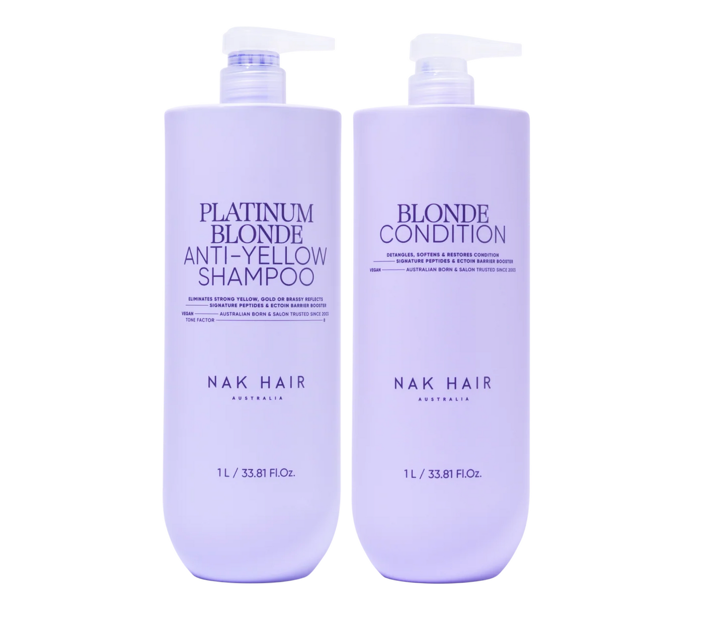 Nak Platinum Blonde Anti Yellow Shampoo and Blonde Conditioner 1000ml