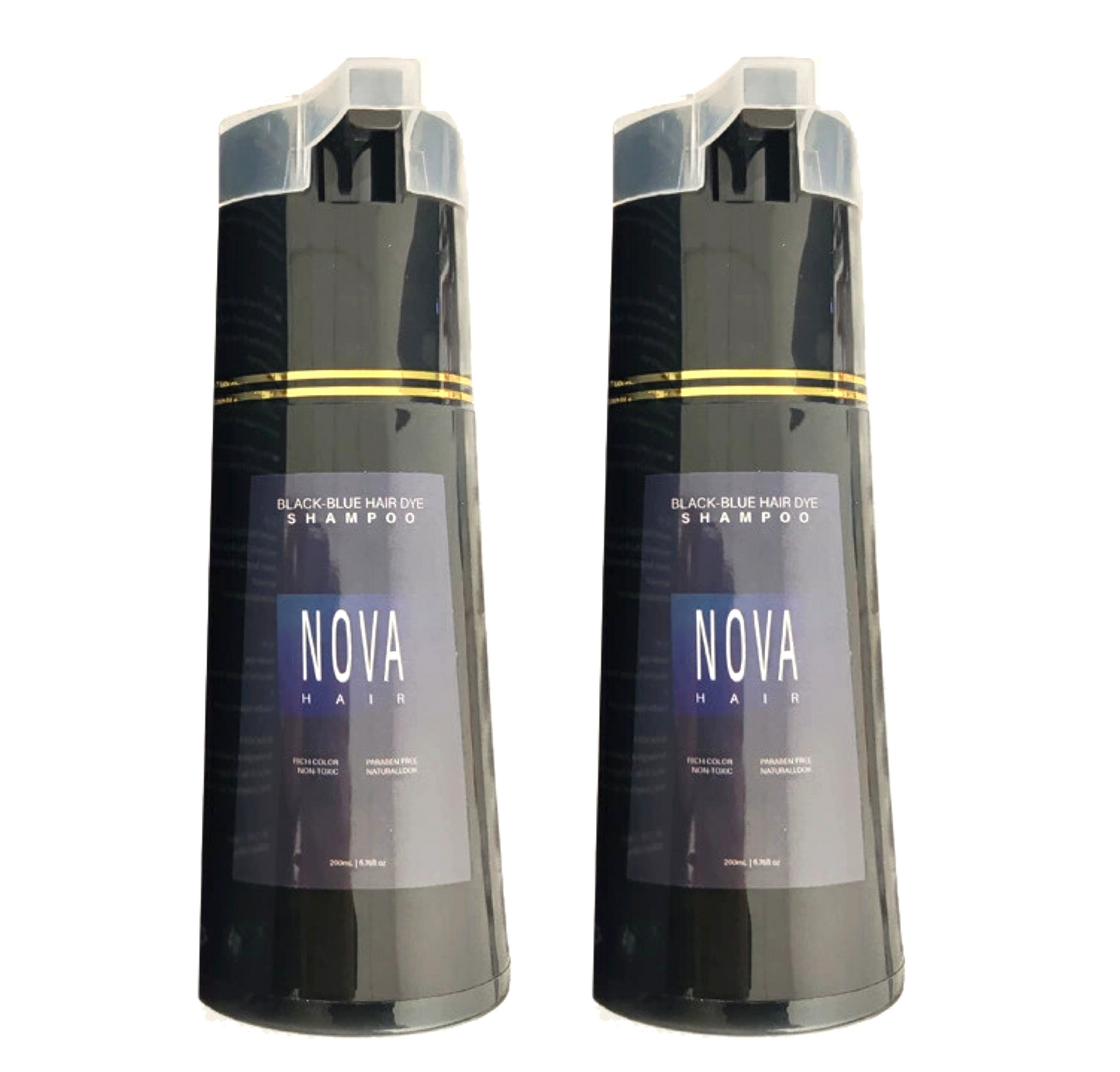 Nova Hair BLACK BLUE Hair Dye Shampoo 200ml (2pc)
