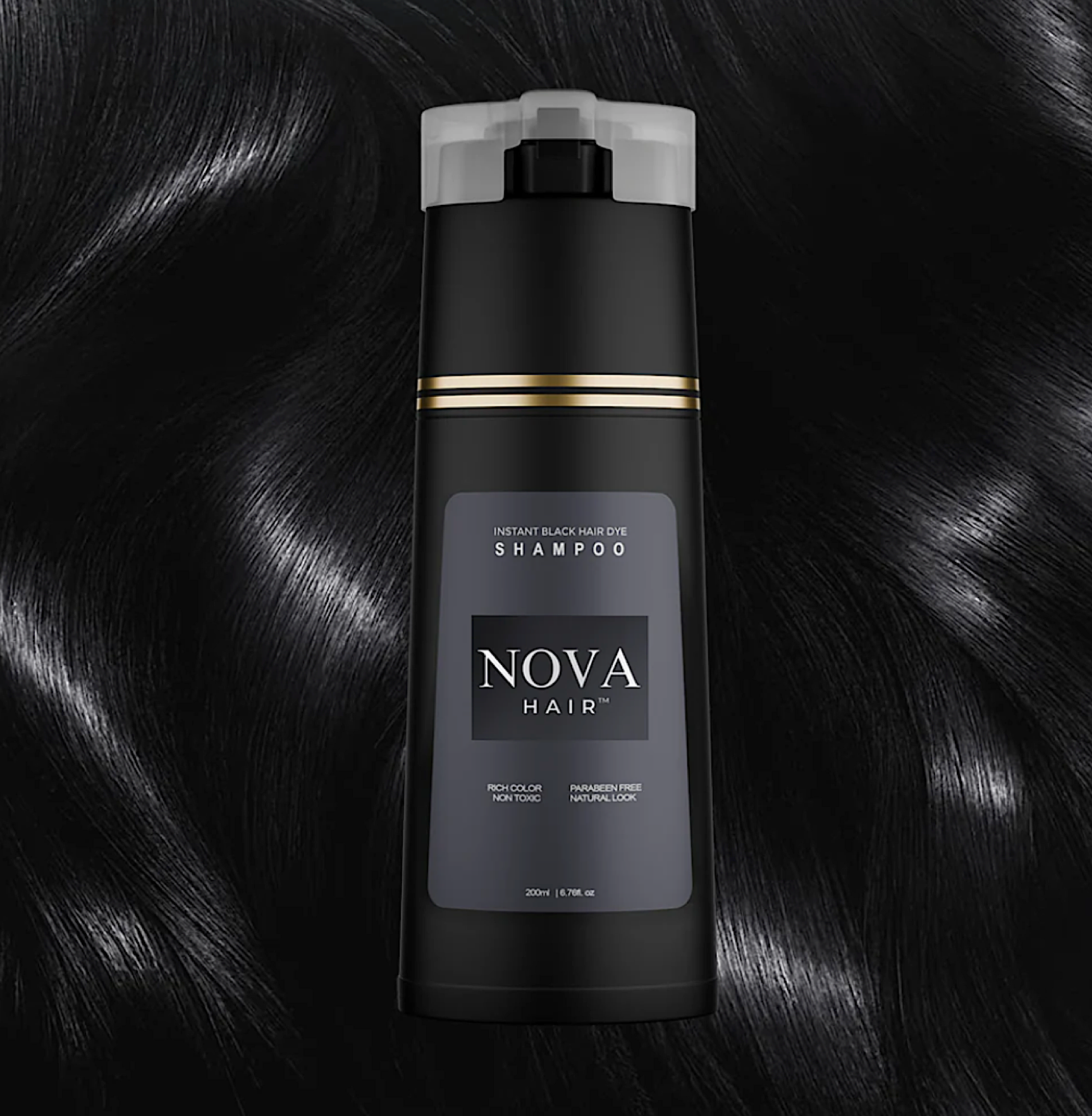 Nova Hair Black Hair Dye Shampoo 200ml