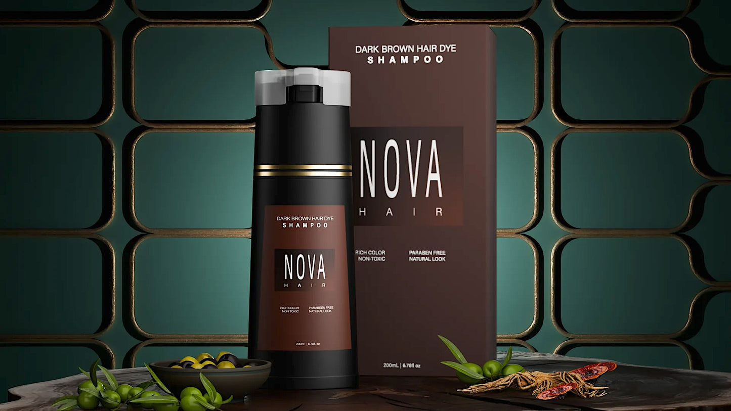 Nova Hair Instant Dark Brown Dye Shampoo 200ml (2pc)
