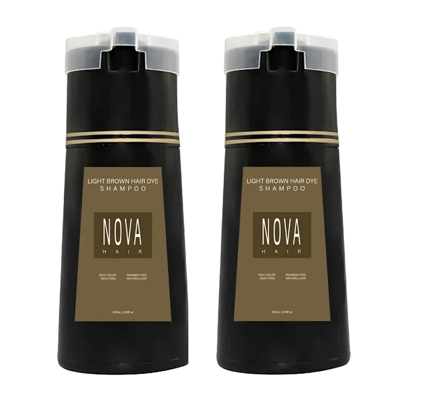 Nova Hair Light Brown Hair Dye Shampoo 200ml (2pc)