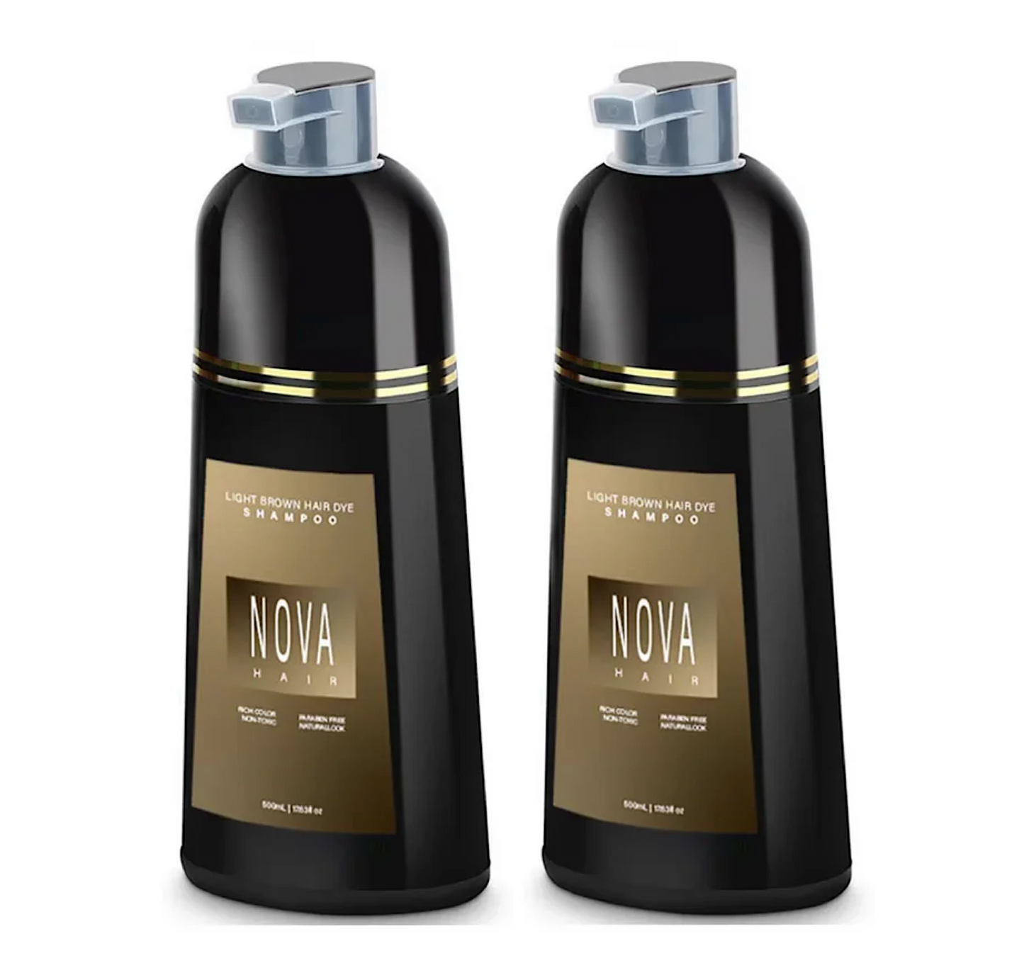 Nova Hair Light Brown Hair Dye Shampoo 500ml (2pc)
