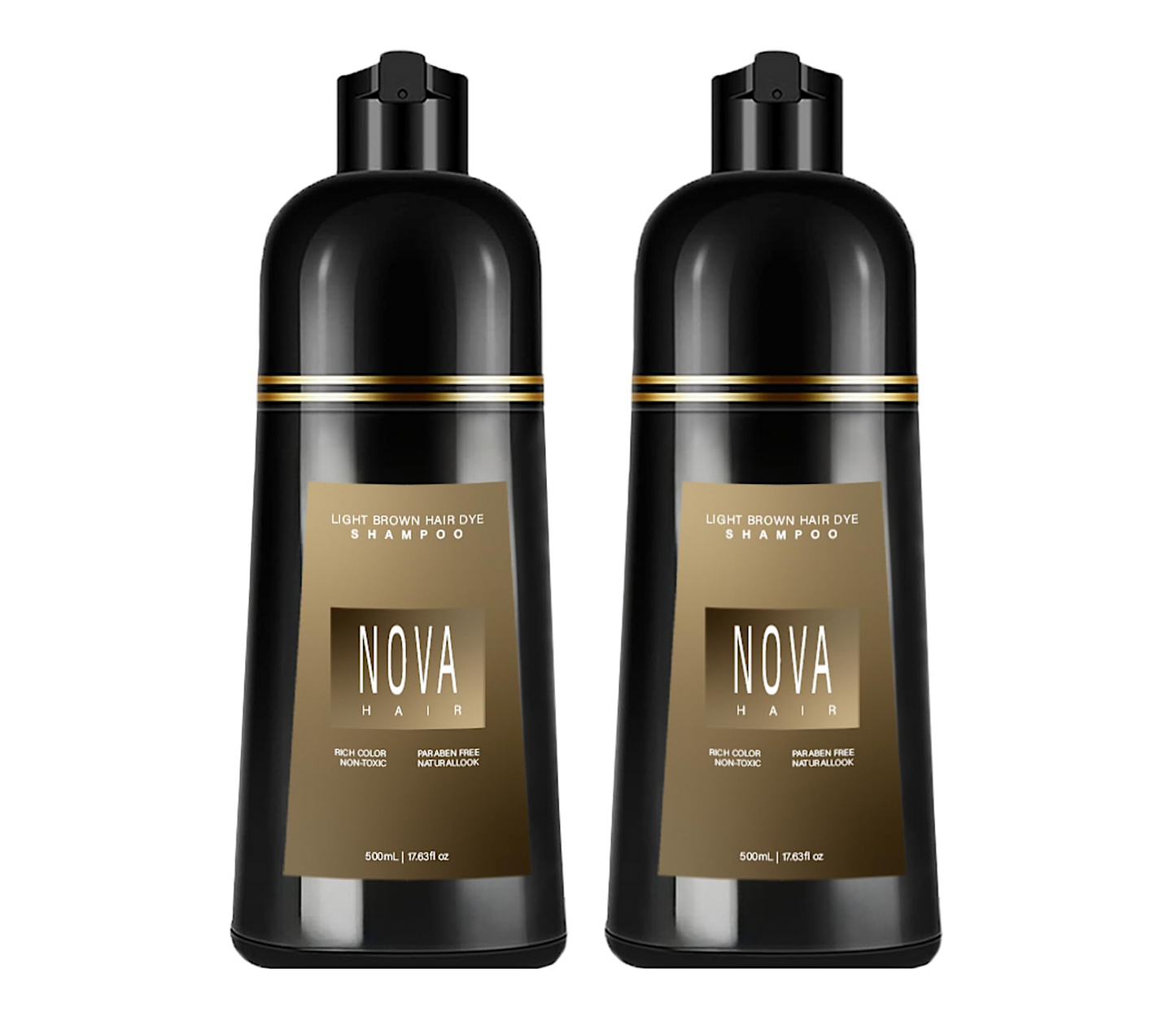 Nova Hair Light Brown Hair Dye Shampoo 500ml (2pc)