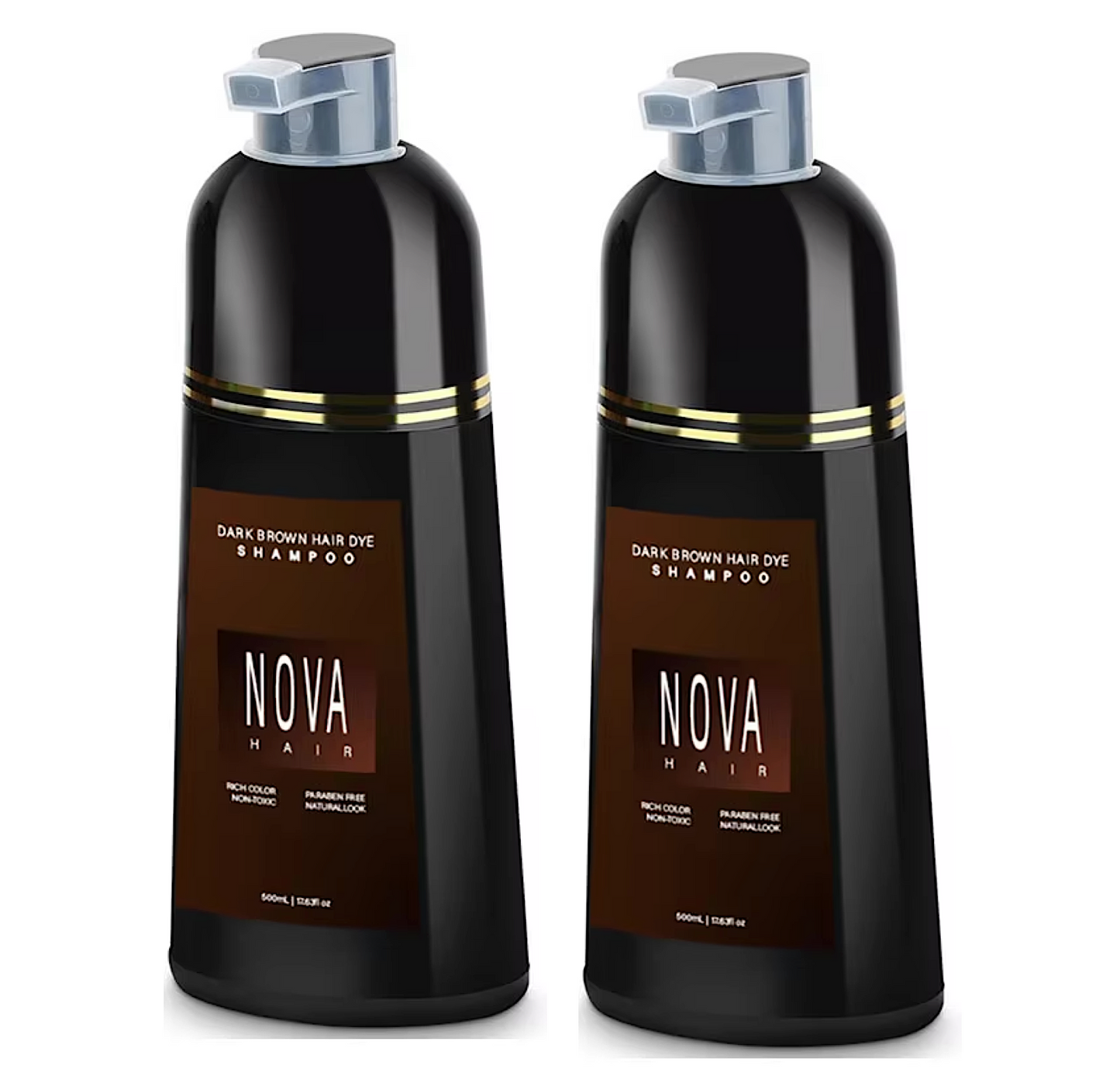 Nova Hair Dark Brown Hair Dye Shampoo 500ml (2pc)