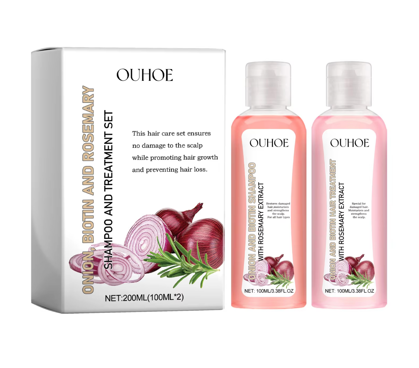 Ouhoe Onion & Biotin Shampoo and Treatment 100ml Duo