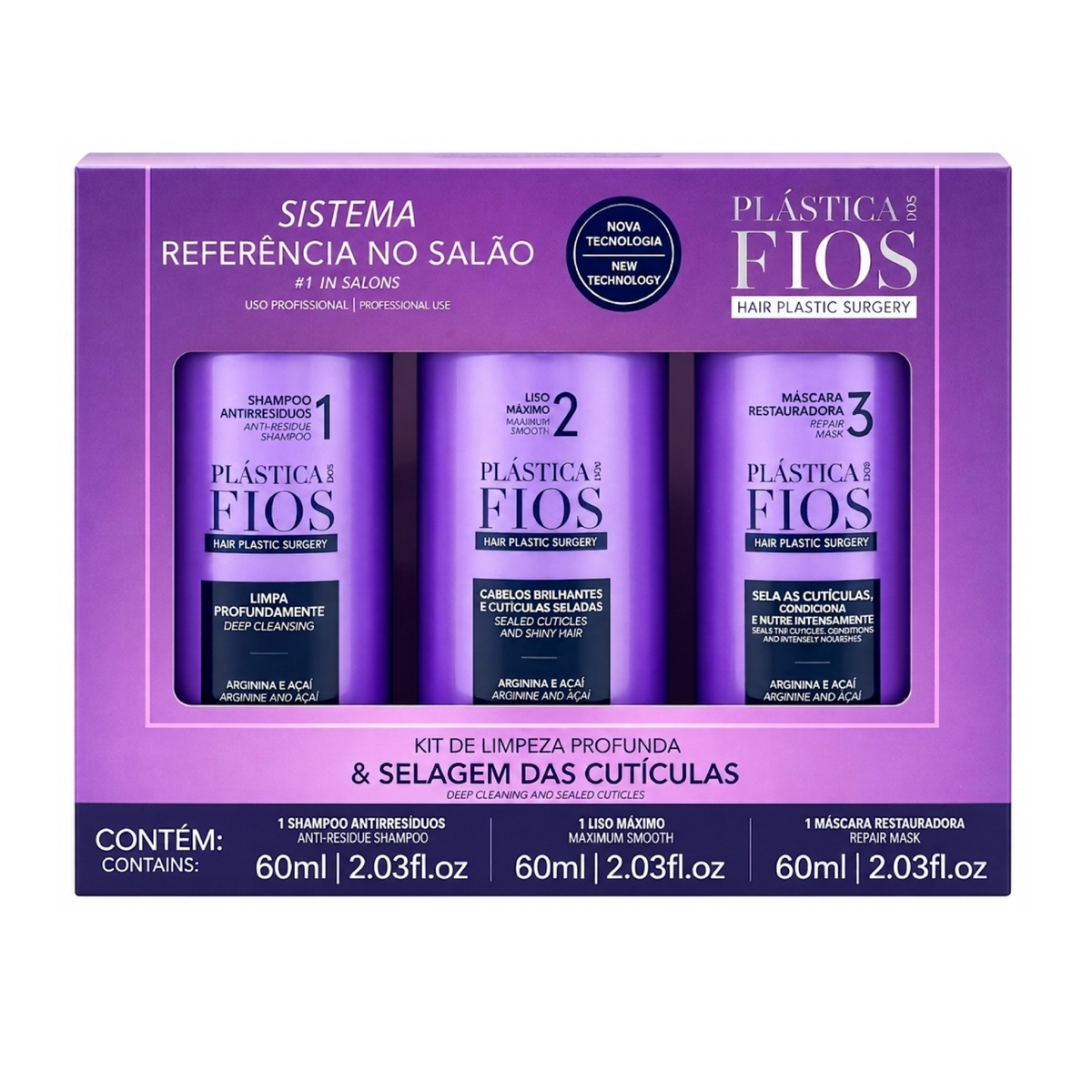 Plastica Dos Fios Brazilian Selagem Smoothing Treatment Kit 60ml (3pc)