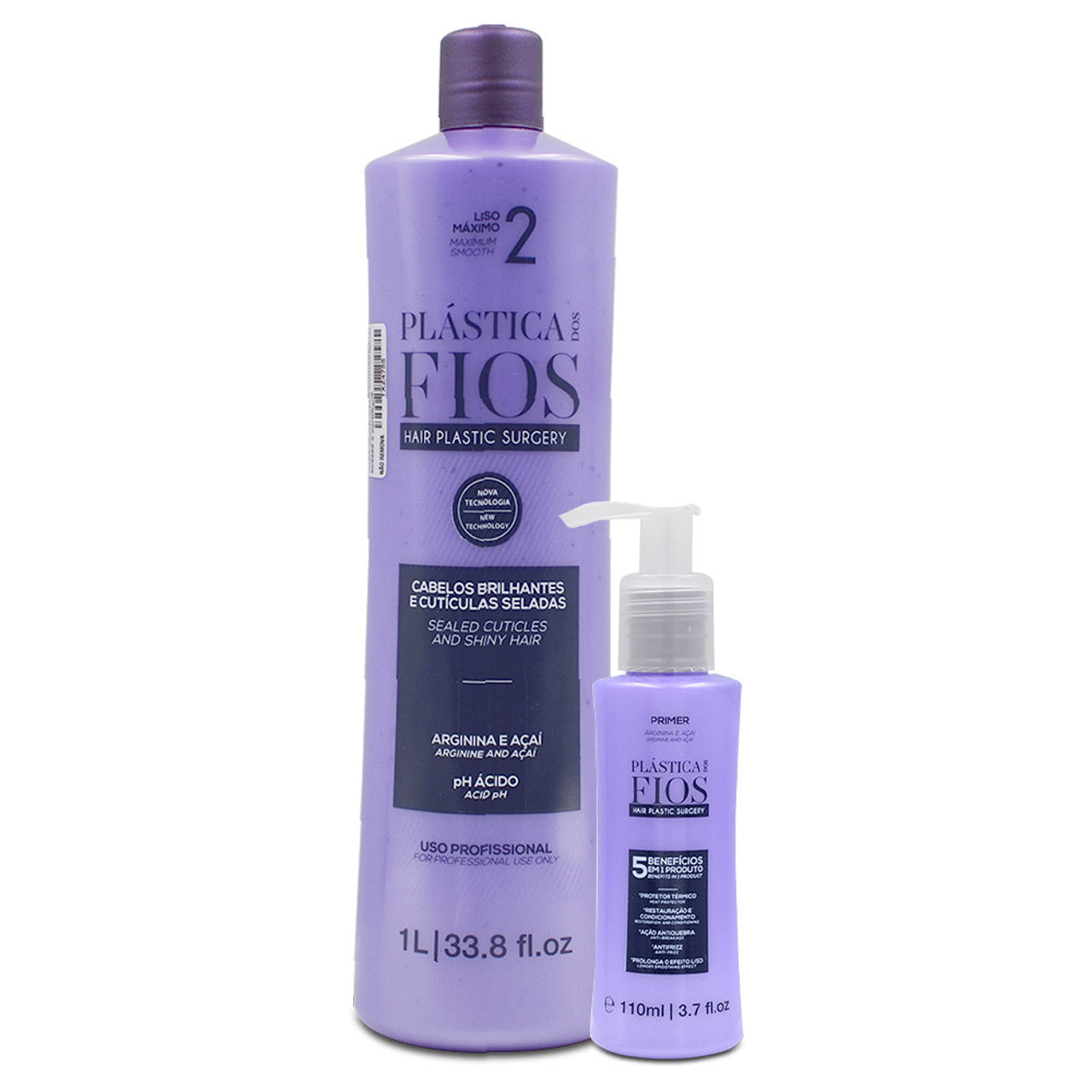 Plastica Dos Fios Keratin Straightening Thermal Sealing Step 2 1000ml + Primer (2pc)
