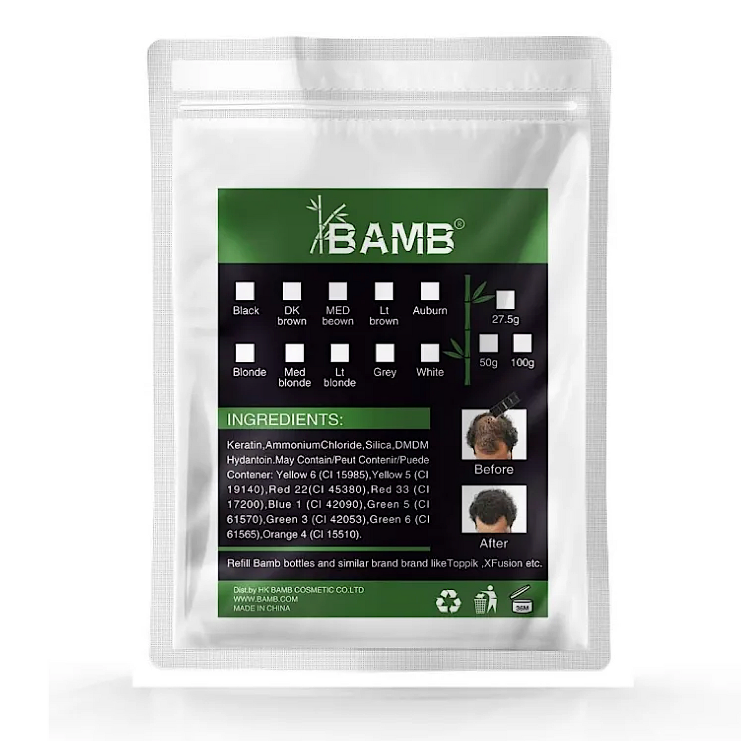 Premium Keratin Hair building Fibers Covers Hair Loss 100g