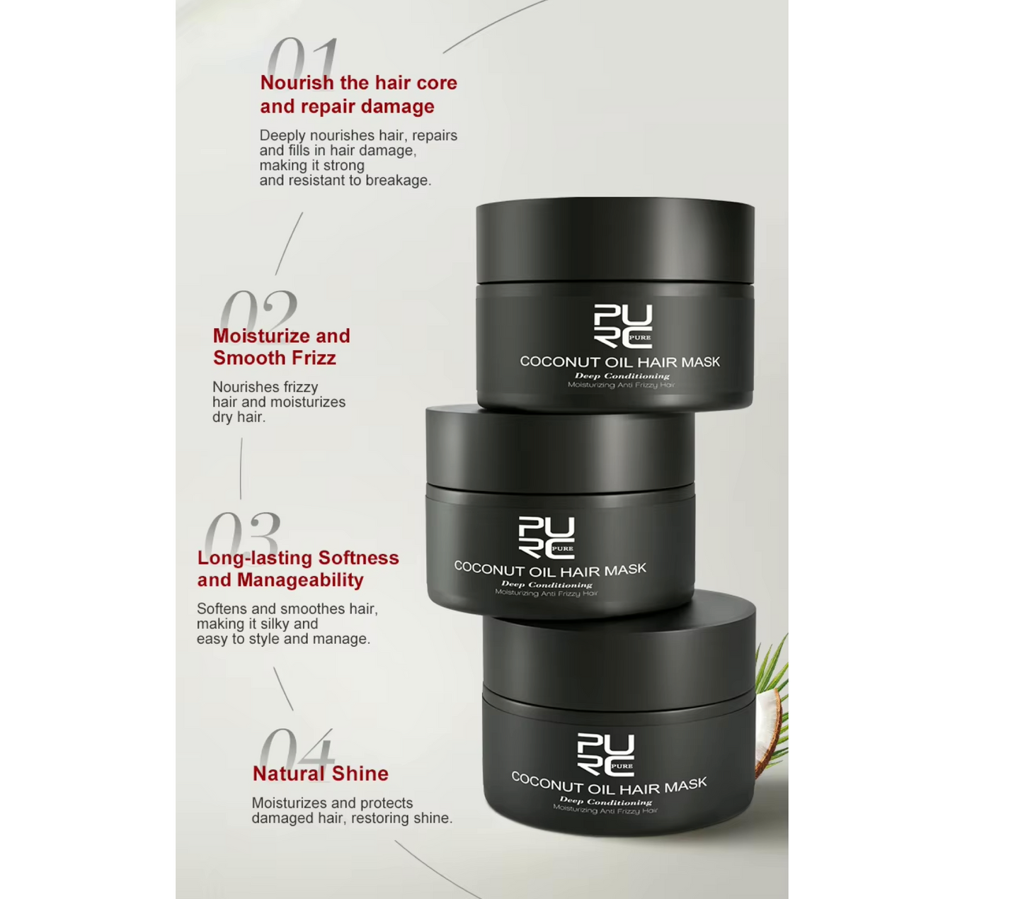 Purc Coconut Oil Hair Mask Moisturizing 50ml