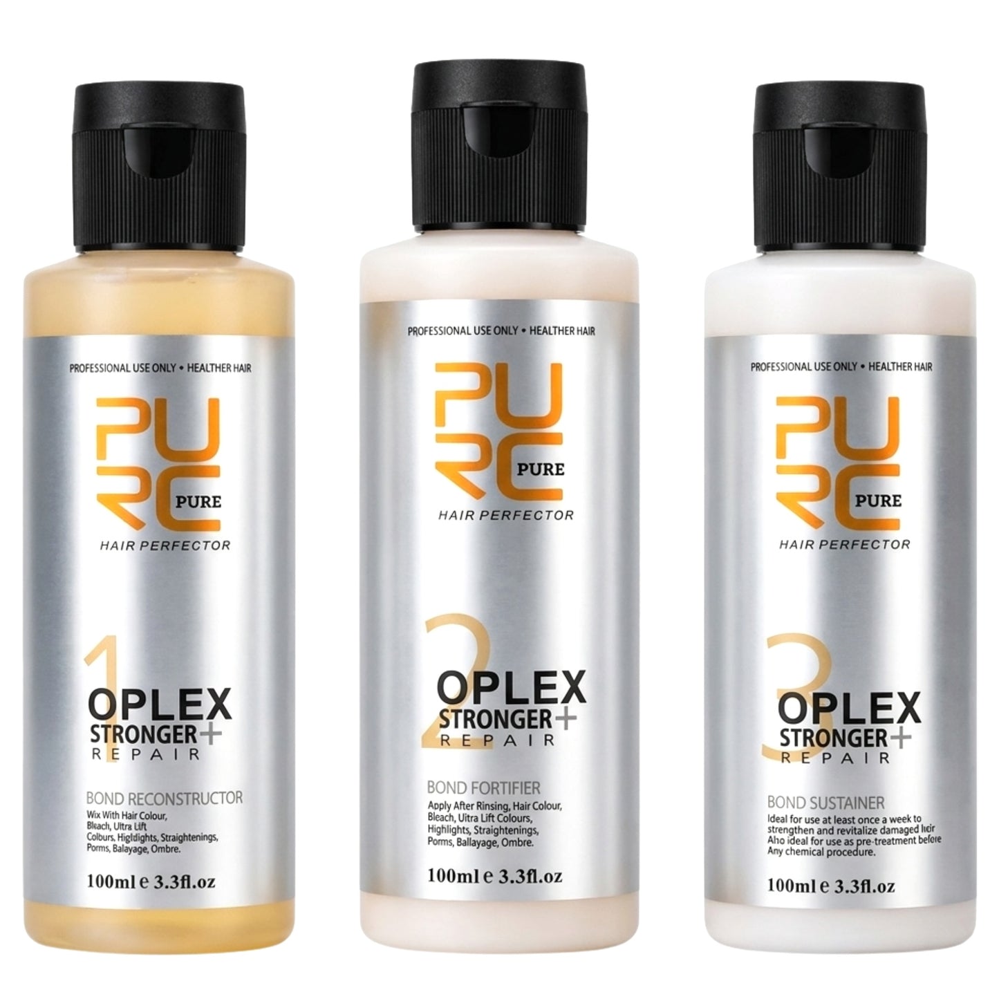 Purc Oplex Hair Perfector Stronger Repair Bond Reconstructor, Fortifier & Sustainer Trio