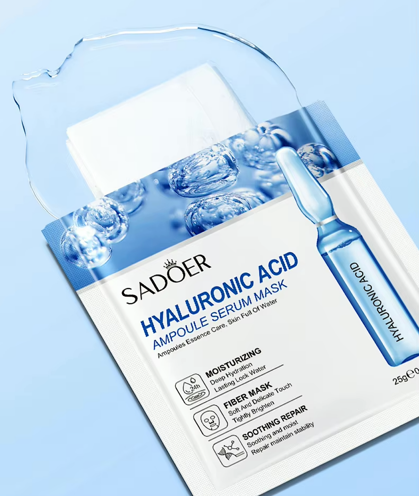 Sadoer Facial Skincare Masks 24K Gold Hyaluronic Acid Vitamin C (15pcs)
