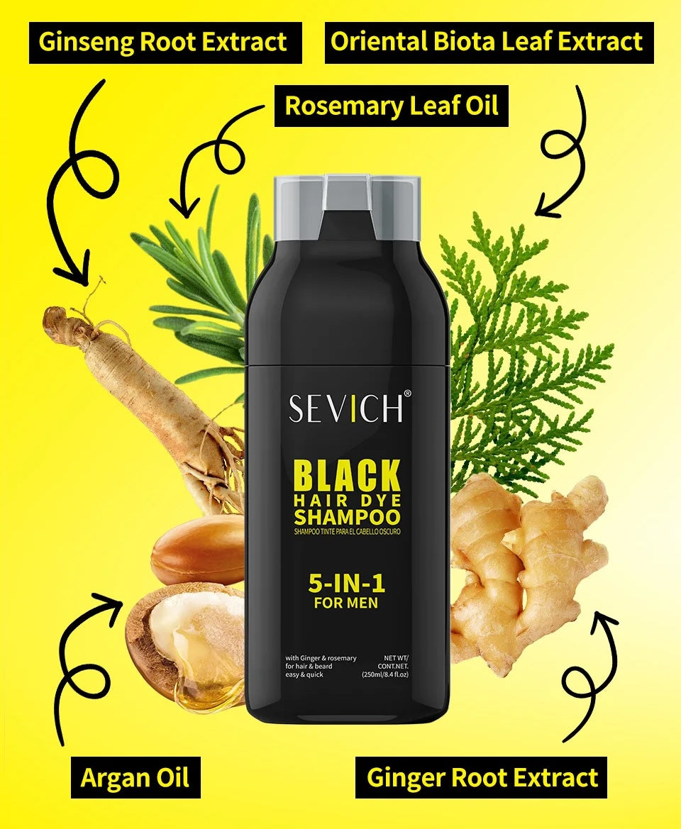 Sevich Black Hair Dye Shampoo 5 In 1 For Men 250ml