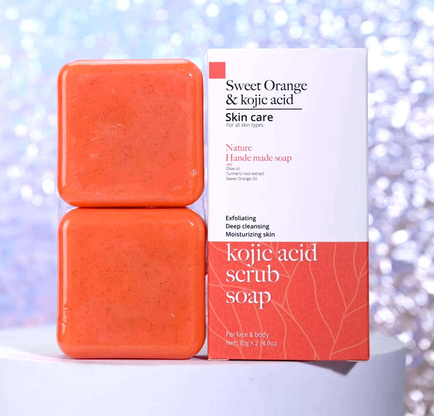 Sweet Orange and Kojic Acid Hand Made Soap Scrub 70g (2pc)