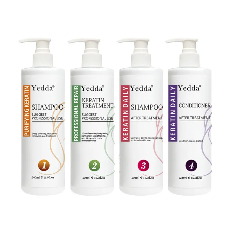 Yedda Keratin Treatment Permanent Straightening 500ml Kit (4pc)