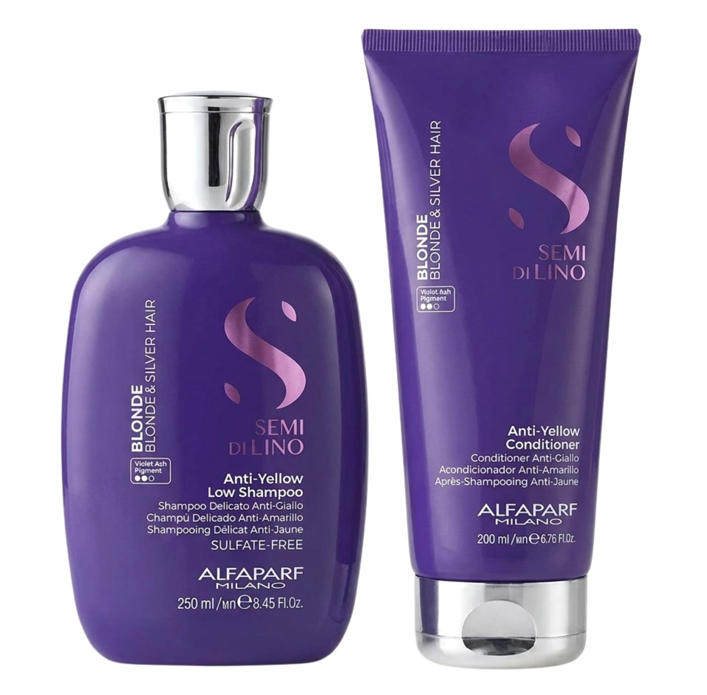 Alfaparf Milano Semi Di Lino Intense Anti Yellow Low Shampoo and Conditioner Duo