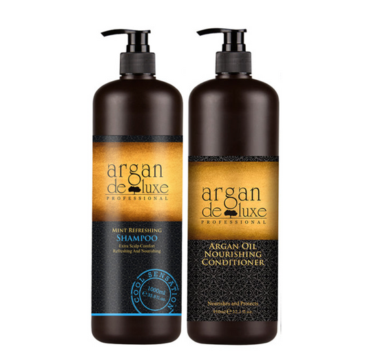 Argan De Luxe Mint Refreshing Shampoo and Nourishing Conditioner 1000ml