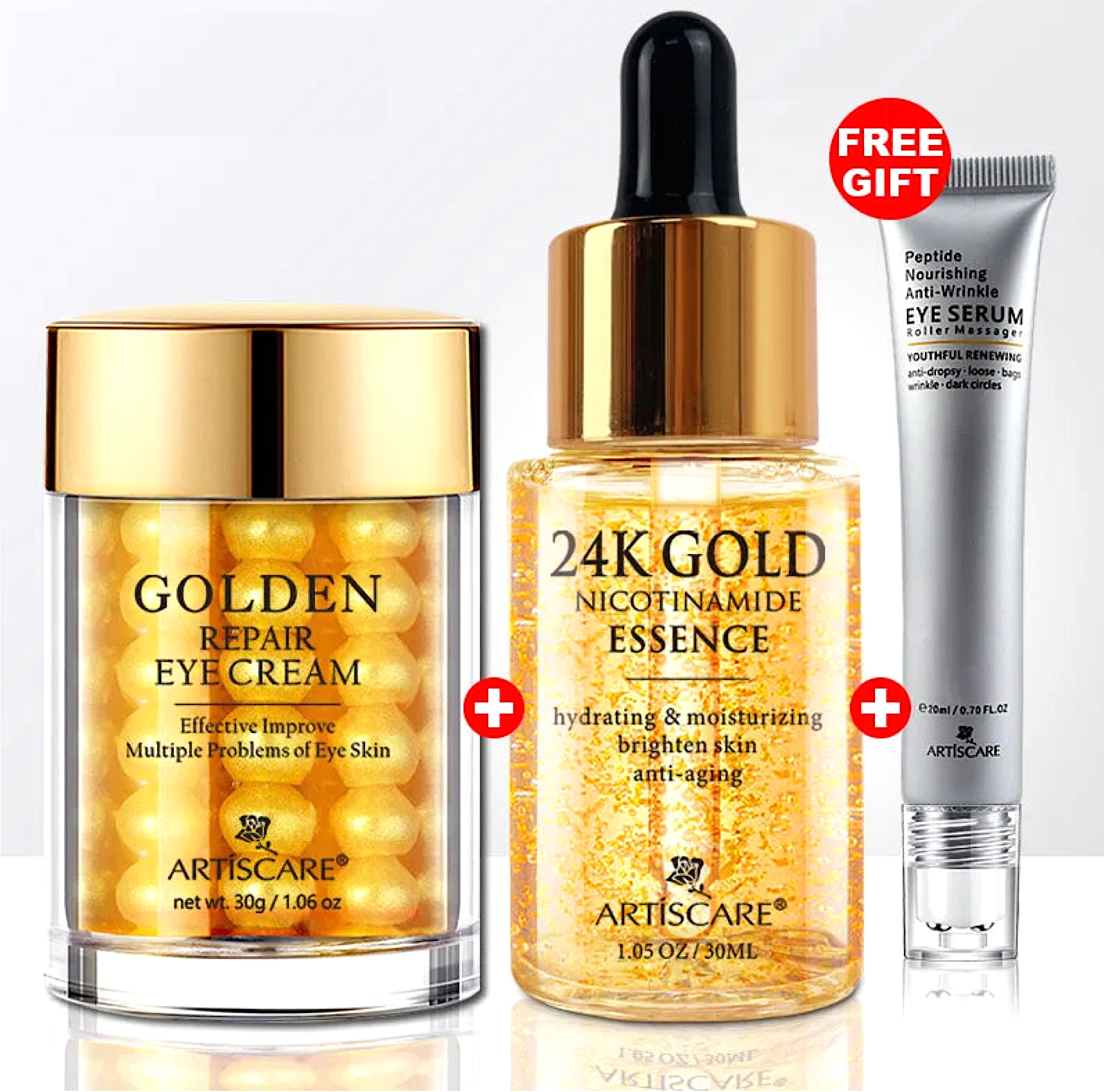 Artiscare 24K Gold Essence and Repair Eye Cream + Eye Serum (3pc)