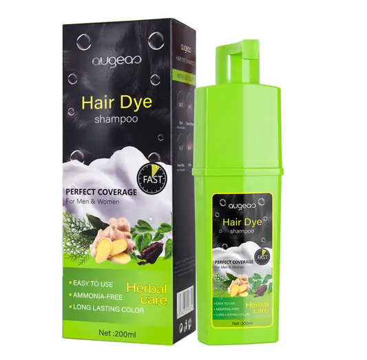 Augeas Black Hair Dye Shampoo Herbal Care Perfect Coverage 200ml