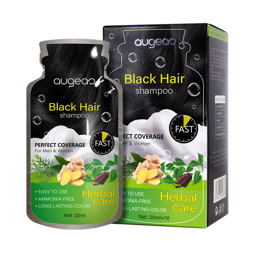 Augeas Black Hair Dye Shampoo Herbal Care Perfect Coverage 20ml x 10