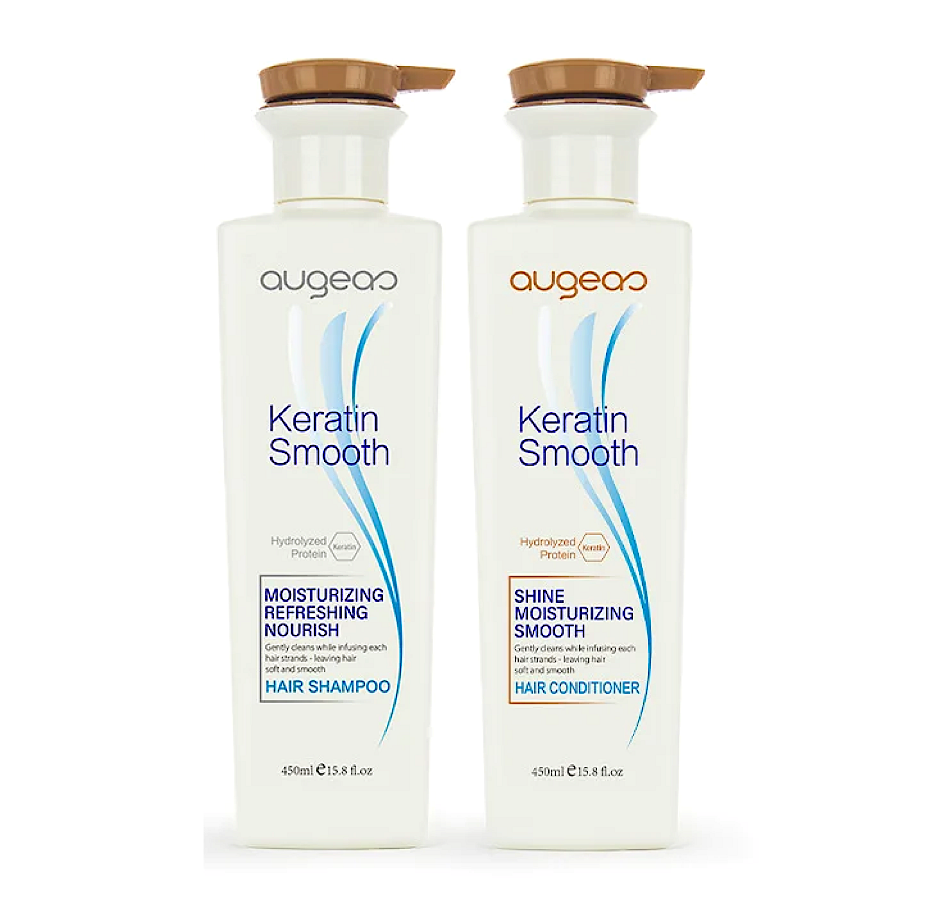 Augeas Hydrolyzed Protein Keratin Smooth Shampoo and Conditioner 450ml