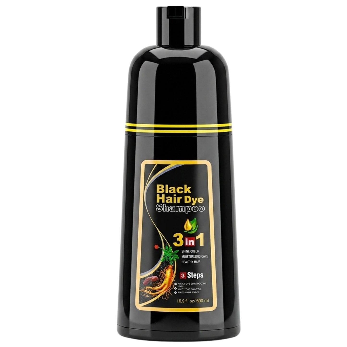 Black Hair Dye 3 in 1 Colour Depositing Shampoo 500ml