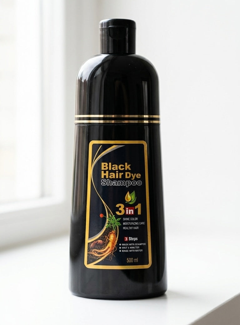 Black Hair Dye Shampoo 3 In 1 500ml