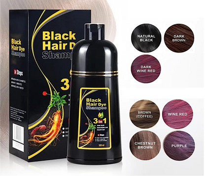 Black Hair Dye Shampoo 3 In 1 500ml