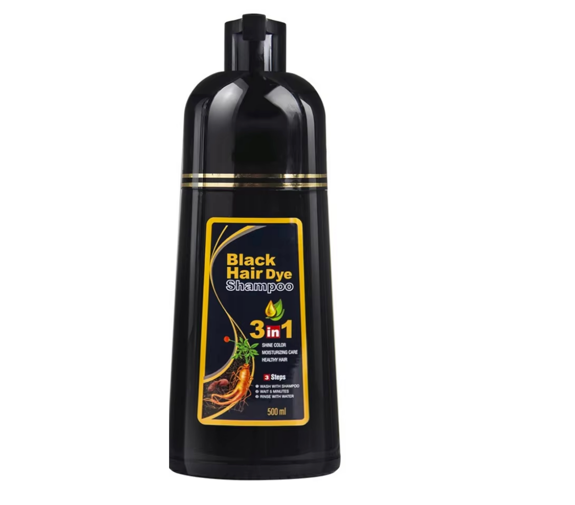 Black Hair Dye Shampoo 3 In 1 500ml