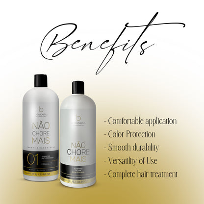 Borabella Not Cry More Nao Chore Mais Brazilian Keratin Treatment and Shampoo 1L Duo