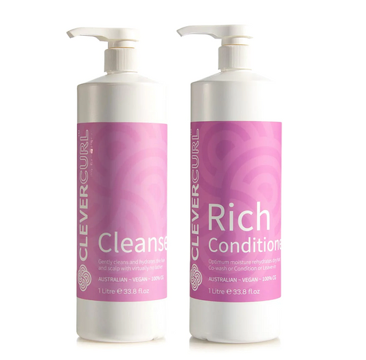 Clever Curl Cleanser Shampoo and Rich Conditioner 1000ml