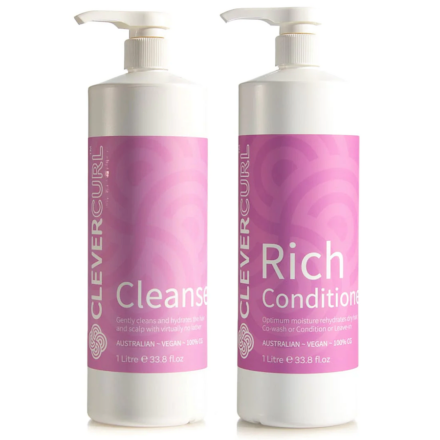 Clever Curl Cleanser Shampoo and Rich Conditioner 1000ml