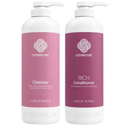 Clever Curl Cleanser Shampoo and Rich Conditioner 1000ml