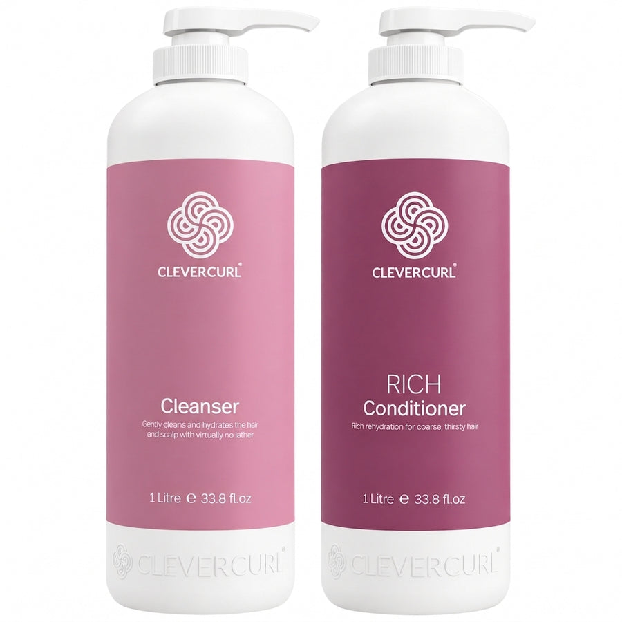 Clever Curl Cleanser Shampoo and Rich Conditioner 1000ml
